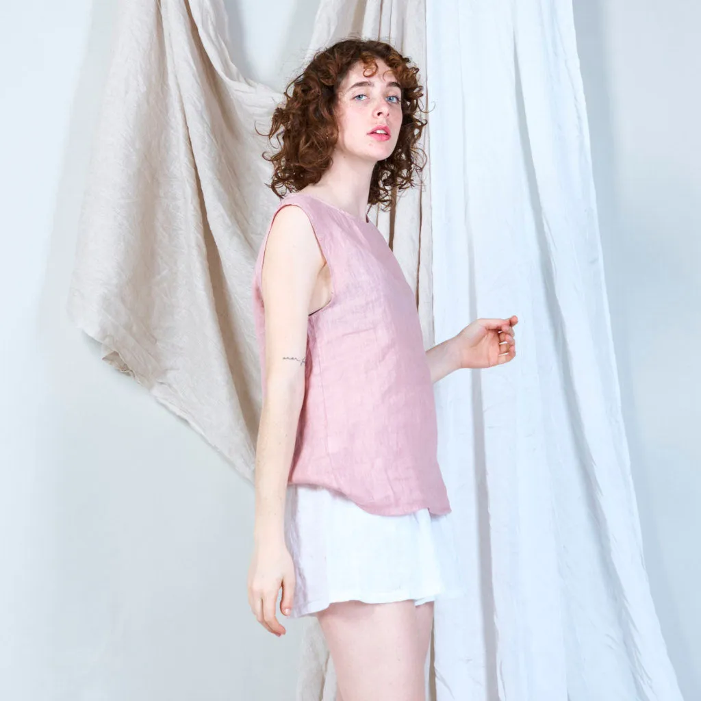 Sided buttoned linen tank wholesale